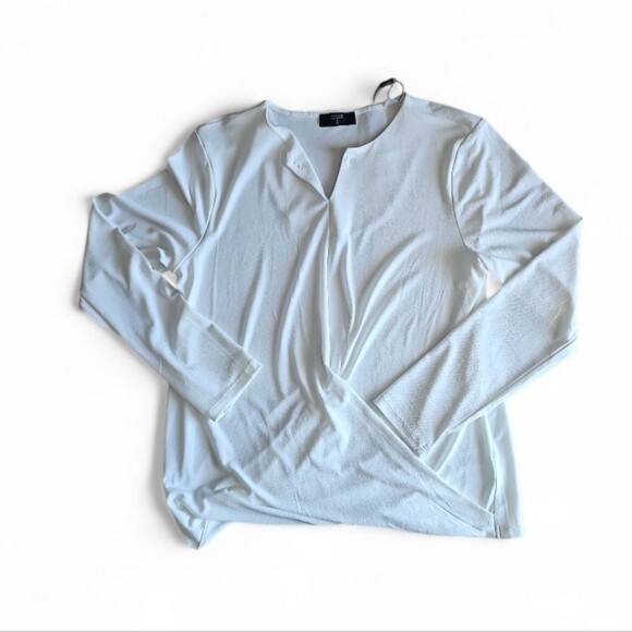 Tahari NWT Women's Top Size M Classic Minimalist V-Neck White Blouse Lightweight - Picture 5 of 16